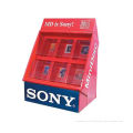 Red Retail Counter Corrugated Cardboard Display Case Boxes For Sony Showcased